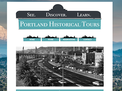 Screenshot of Historical Tours webpage.